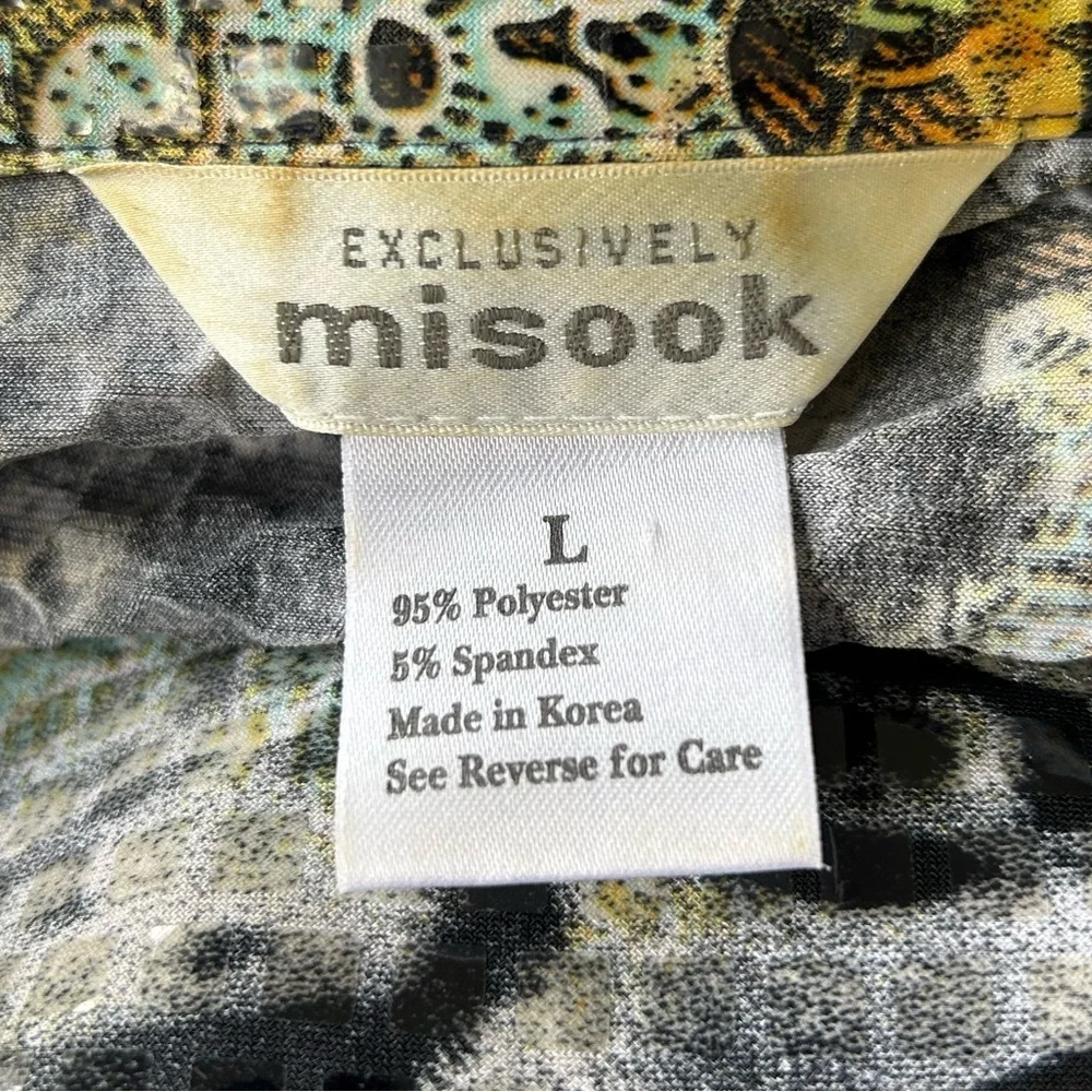Exclusively Misook Jacket Stretch Sequins Animal Print Zip Artsy Excellent L